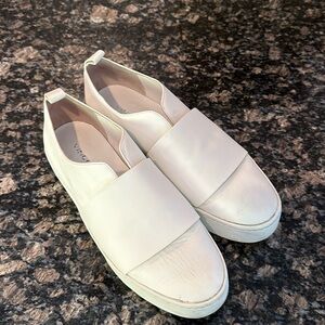 Vince white leather slip on sneakers